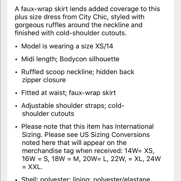 City Chic Trendy Cold Shoulder Plus Sz M Dress - Picture 3 of 4